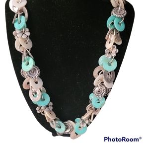 Blue and Silver Swirl Necklace with Organic Design